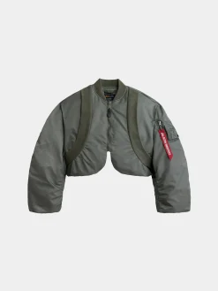 KNIT RIB MA-1 FLIGHT JACKET WOMENS (FIELD GRAY)