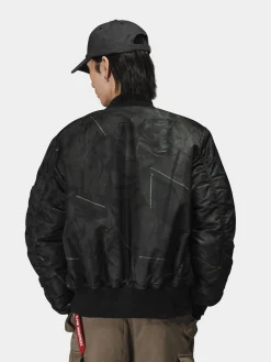 MA-1 ZIPPERED PRINT FLIGHT JACKET