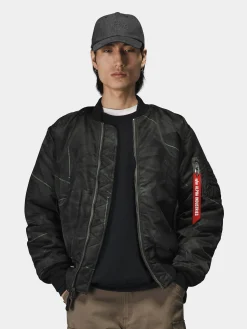 MA-1 ZIPPERED PRINT FLIGHT JACKET