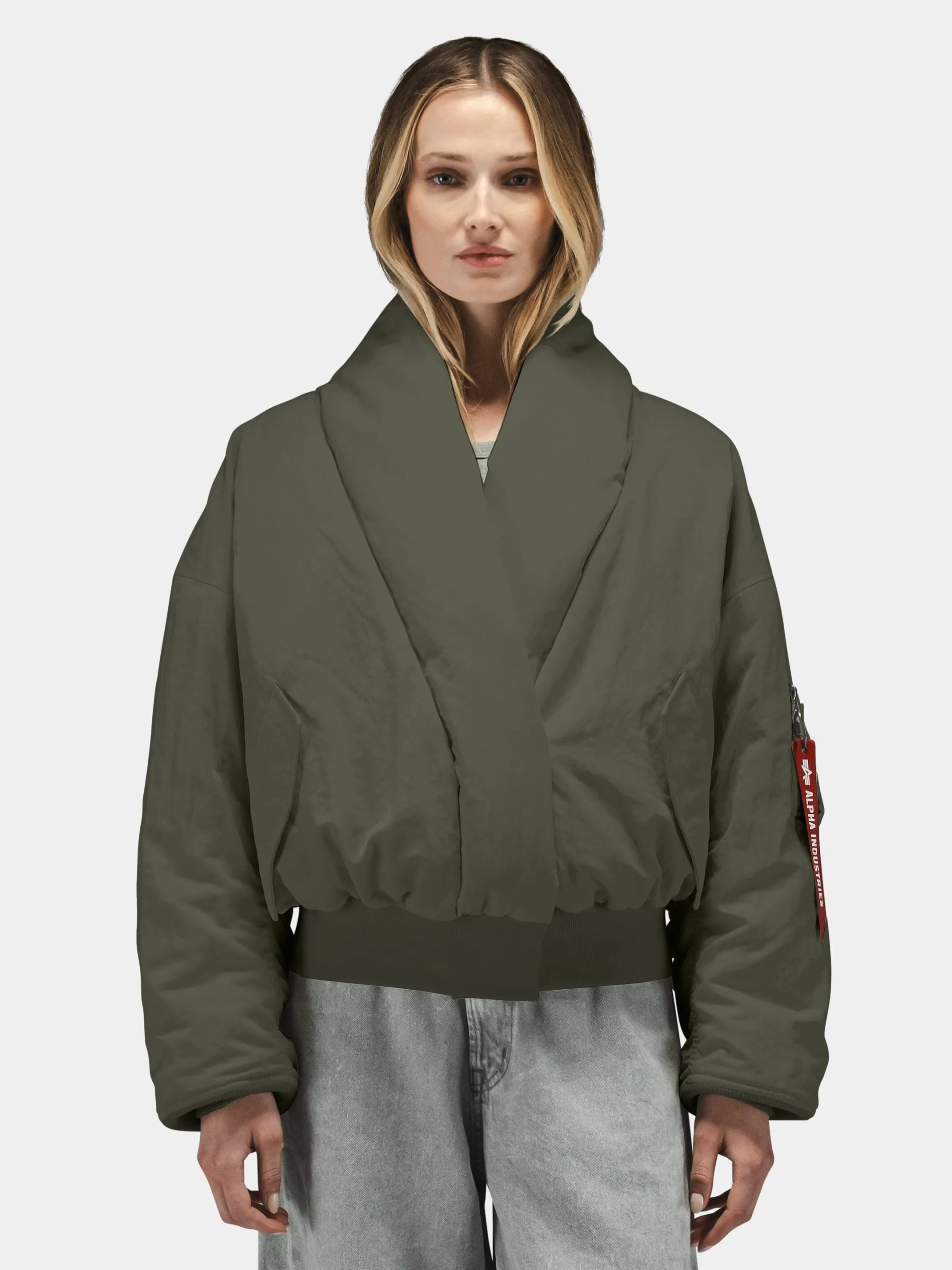 SHAWL COLLAR BOMBER JACKET WOMENS (FIELD GRAY)